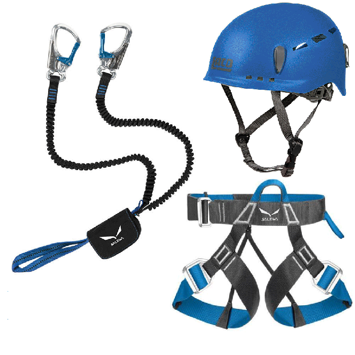Defender Helm und Start Gurt Klettersteig 3er-Set  mit LACD Klettersteigbremse 