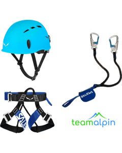  Klettersteigset Salewa Premium Attac + Salewa Evo Gurt + Salewa Toxo 3.0 Helm (blau)