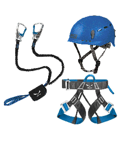 Klettersteigset Salewa Premium Attac, Evo Gurt und LACD Protector 2.0 Helm blau