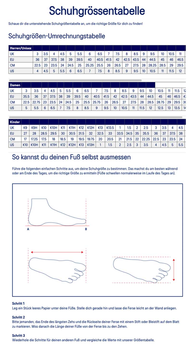 asics schuhgröße